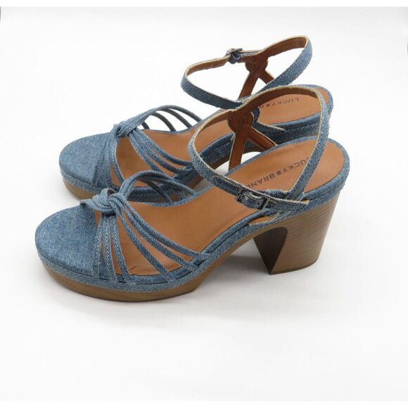 Lucky Brand Womens Denim Strappy Block Heel Sandals Size 10 NEW - Picture 5 of 6